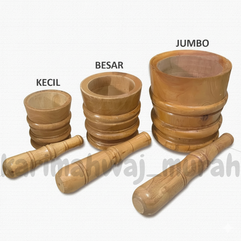 LUMPANG KAYU MAHONI 1 SET SIAP PAKAI ADA 3 UKURAN MODEL UKIR + ALU | ALAT GEPREK AYAM KREMES MURAH