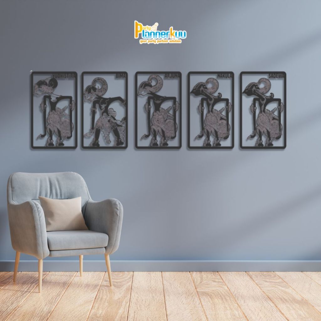 Partyplannerkuu Hiasan Dinding 3D Pandawa Lima Walldecor Wayang