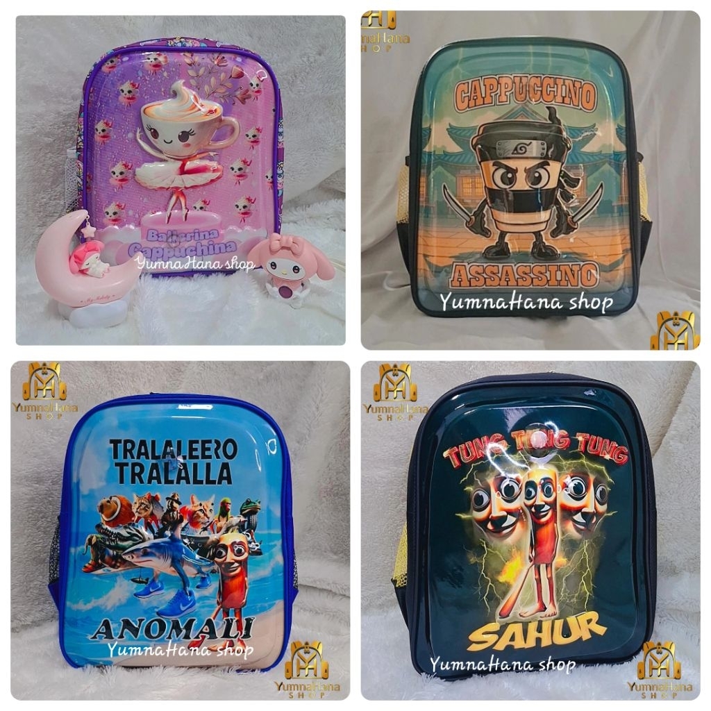 [YumnaHanaBags] Tas Ransel lampu LED 3D timbul Karakter tung tung sahur & anomali anak laki_laki