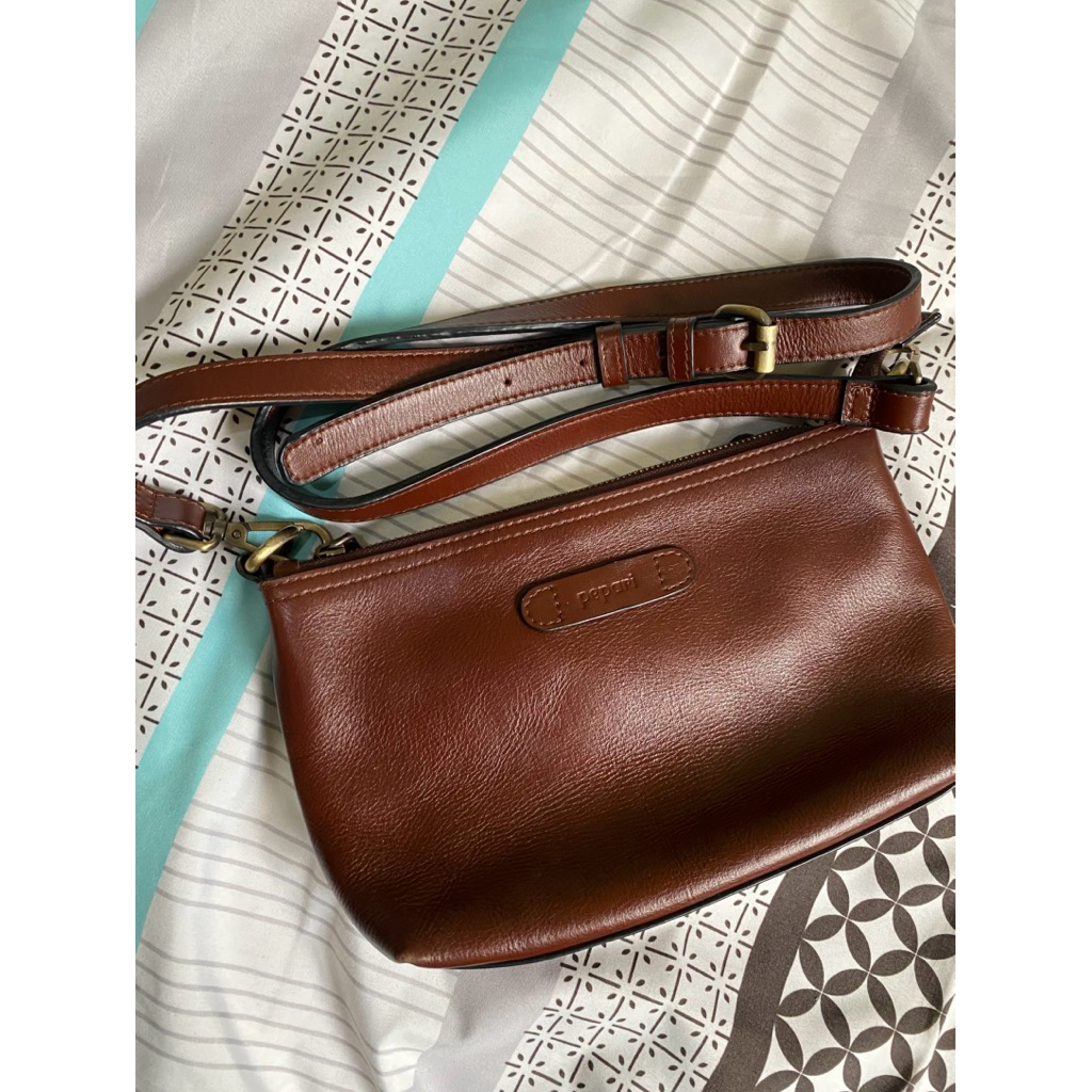 Pepari Leather Bag - Raisin PU Pouch Large