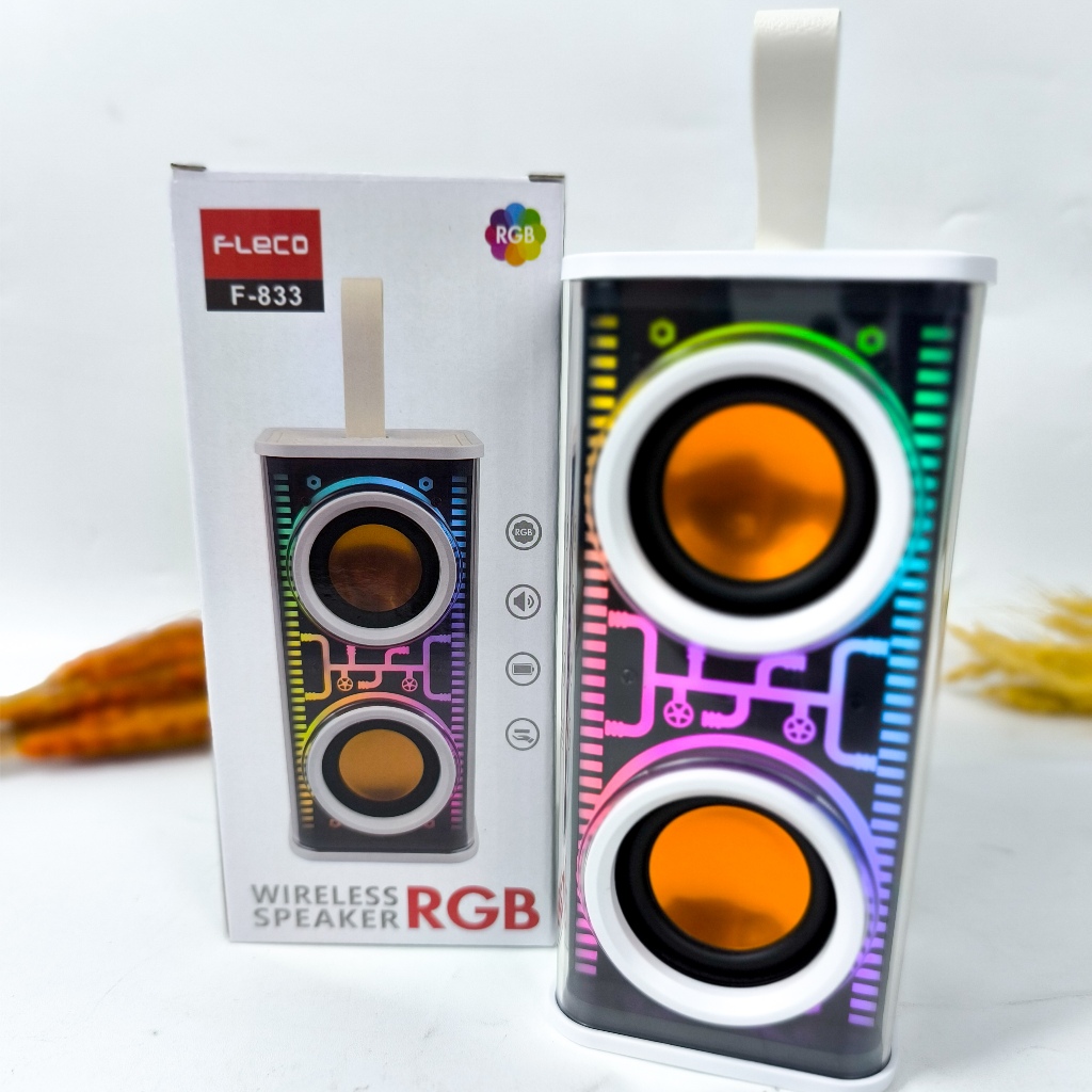 Speaker Wireless LED RGB Fleco F-833 Speaker Bluetooth Wireless Full Bass RGB Fleco