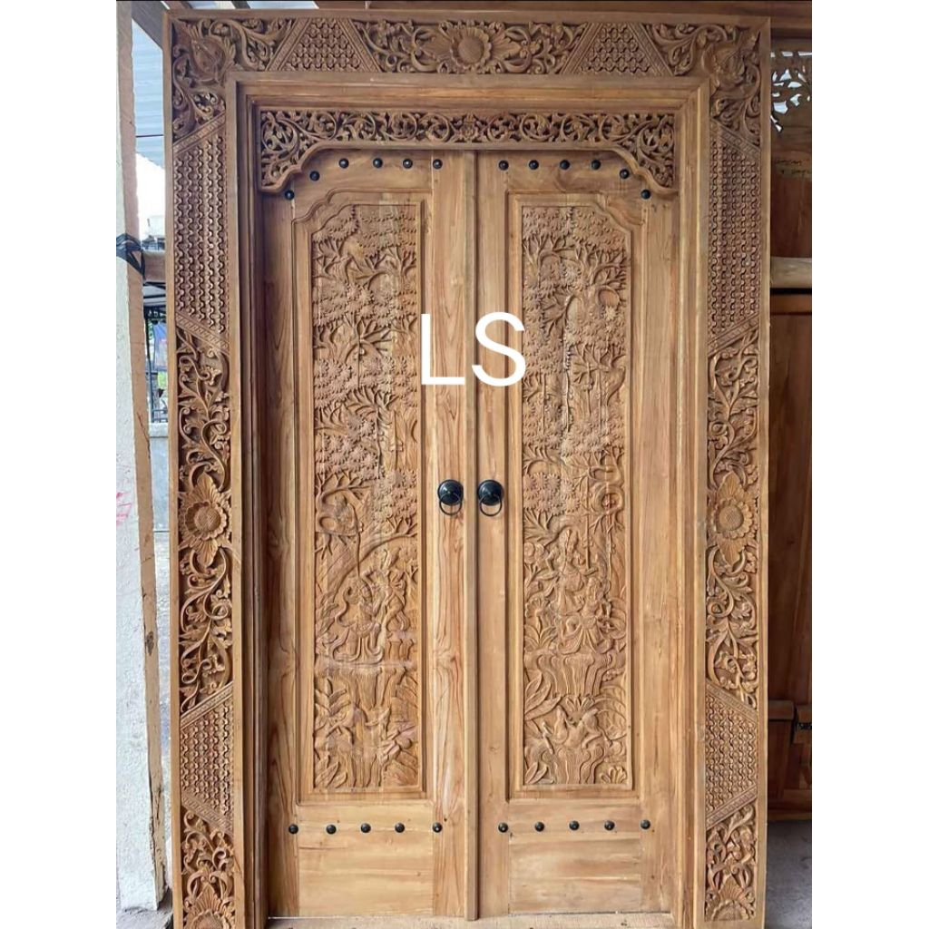 kusen pintu ukir kayu jati kerajinan furniture kayu jati ukiran asli jepara