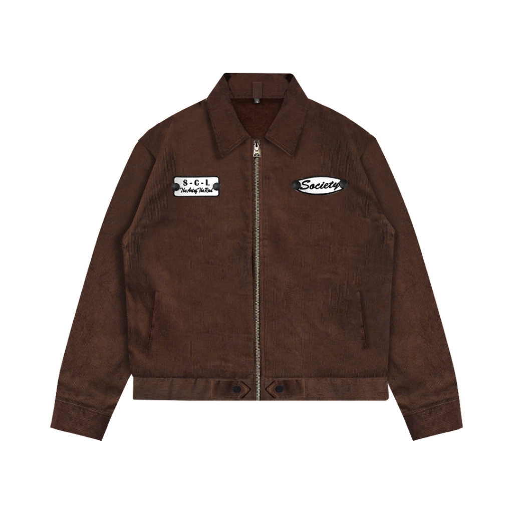 Sociale - Work Jacket Corduroy Trion Hitam Coklat Bordir Patch Jaket Pria