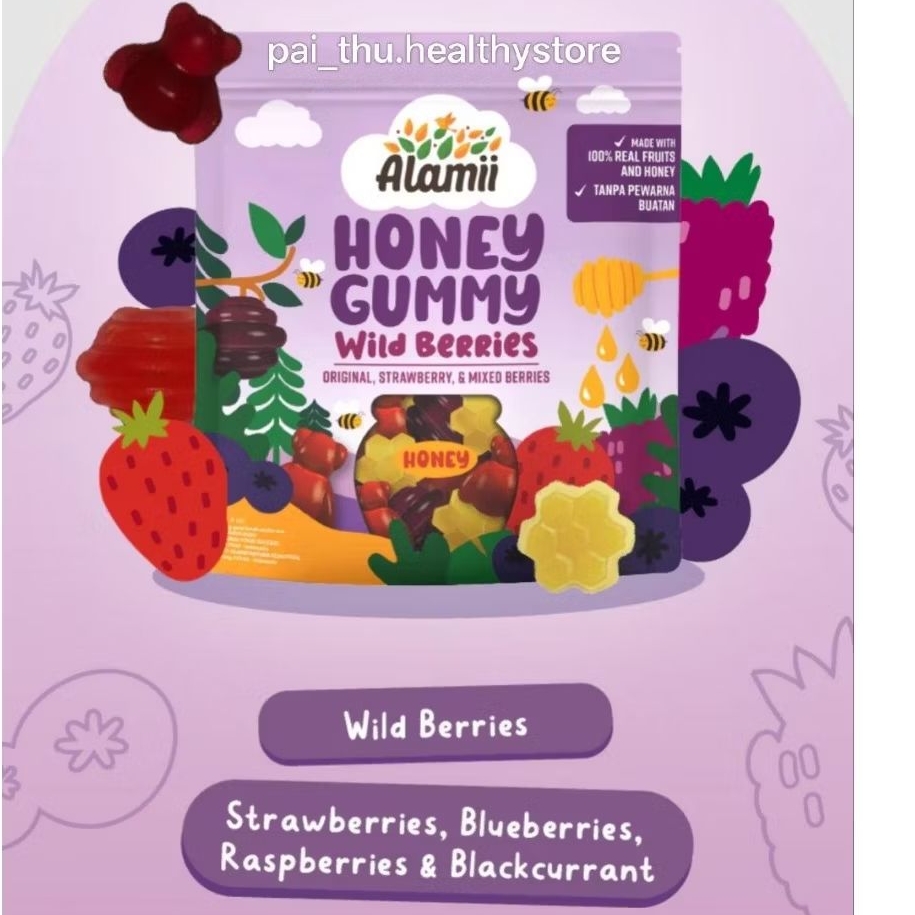 

Alamii Honey Yummy Wild Berries- Alamii Permen Madu Gummy Anak @40gr