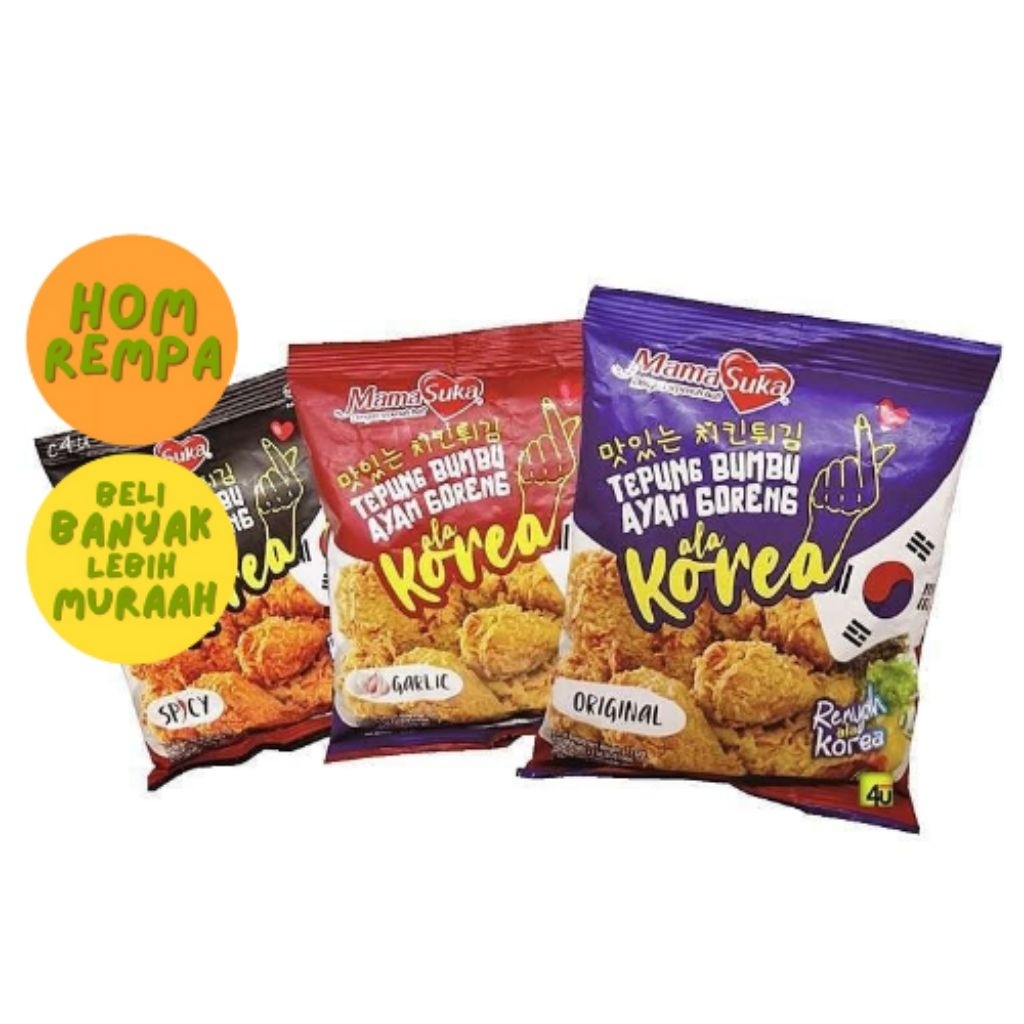 

Tepung Bumbu Ayam Korea Original, Garlic / Bawang, Spicy / Pedas 170 Gram