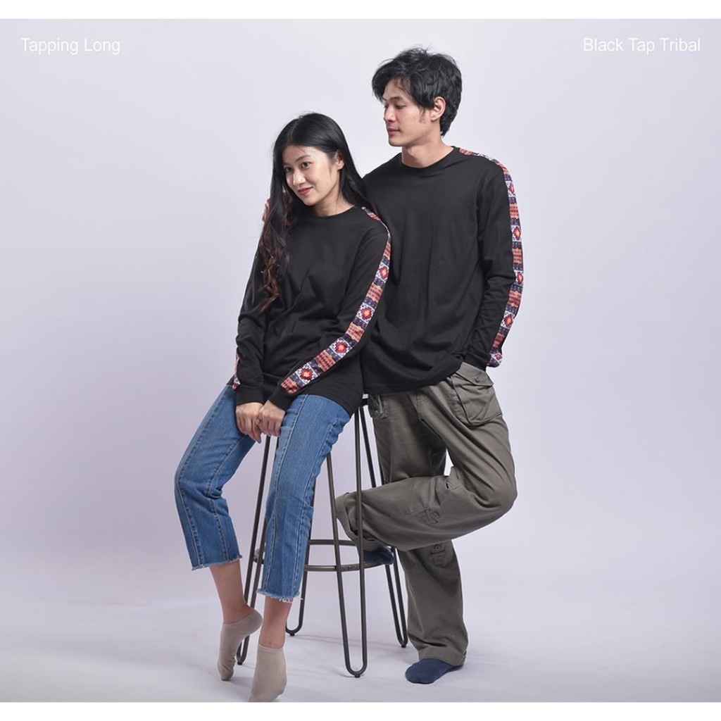 Kaos Polos Panjang Tapping - Warna Black Tribal - Cotton Combes 30s - Unisex