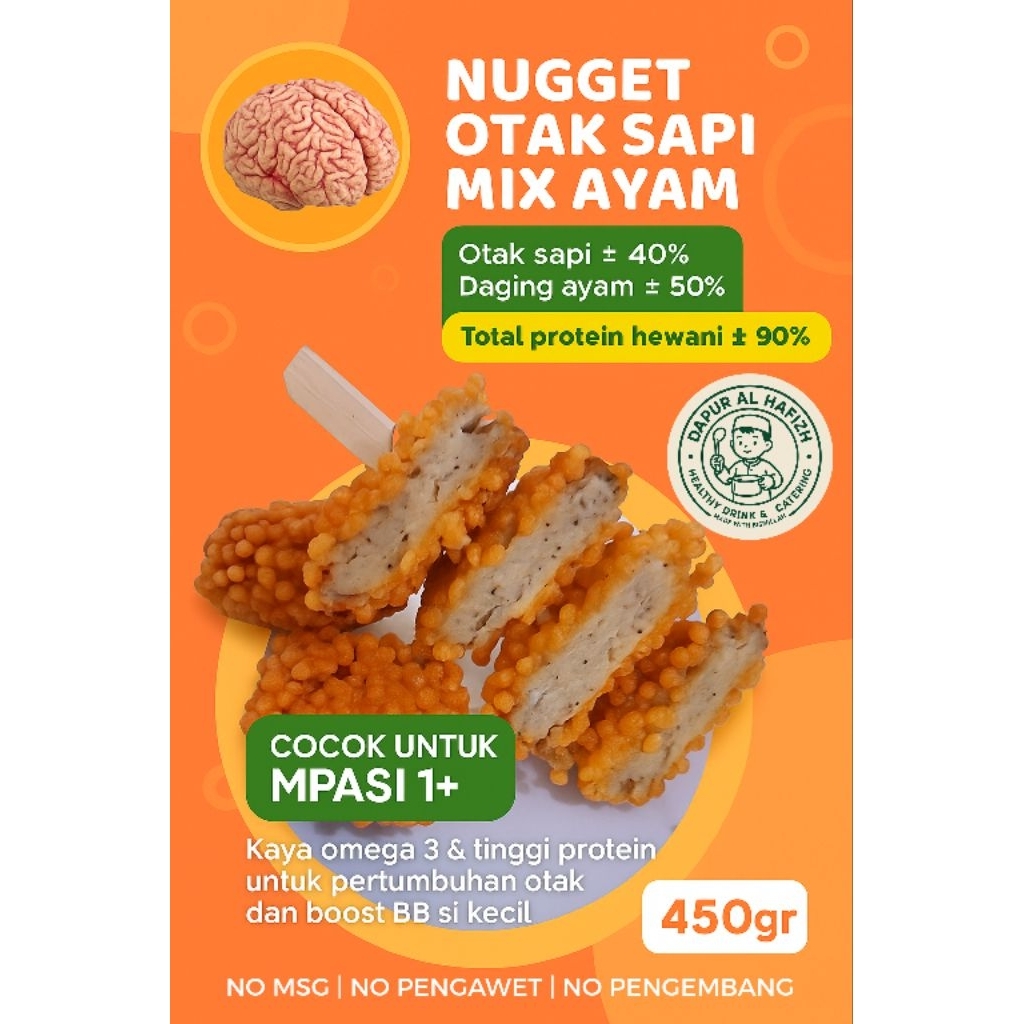 1. Nugget Otak Sapi Mix Ayam 450gr – MPASI 1+ Frozen Food, Bisa Kukus/Goreng