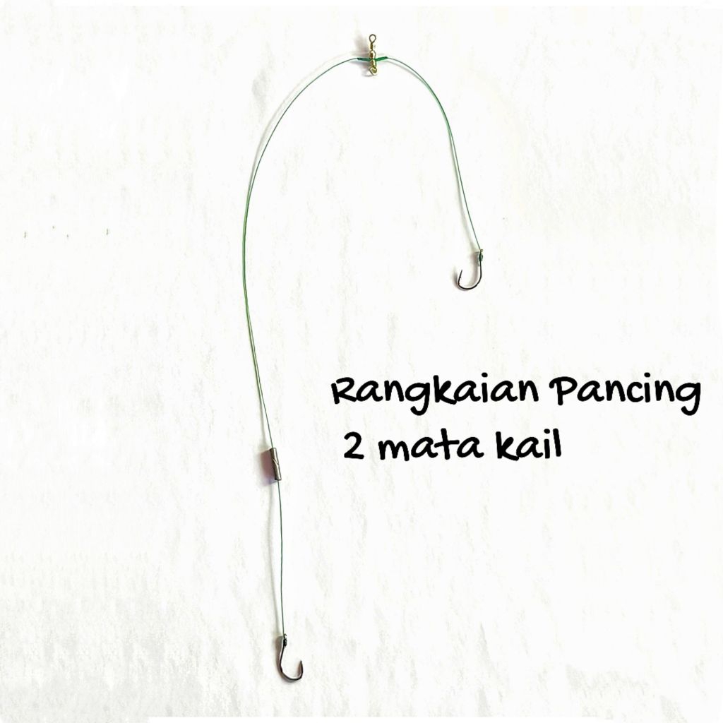 Rangkain Pancing 2 Mata Kail Dengan Pemberat Timah