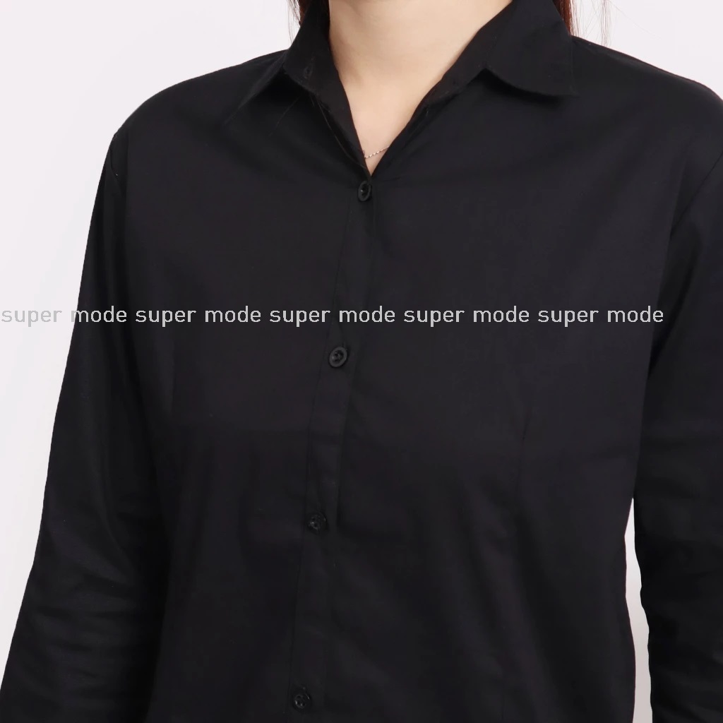 Kemeja Basic Hitam Lengan Panjang / Kemeja Formal hitam Wanita / Kemeja Hitam Lengan Panjang Wanita