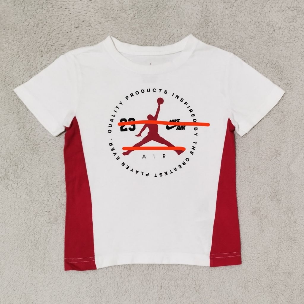 PRELOVED Atasan Kaos Anak Jordan Nike Centang Jorjor Merah Putih