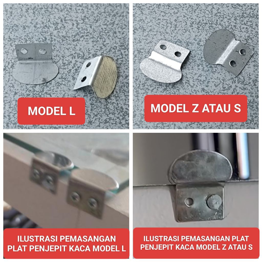 Klem Plat Besi Penjepit Kaca Penahan Cermin