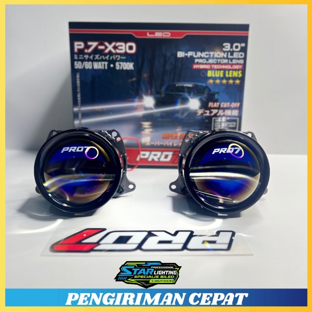 LAMPU BILED PRO7 P7-X30 BILED PROJECTOR 60W 3 INCH BLUE LENS SUPER TERANG BILED PRO7