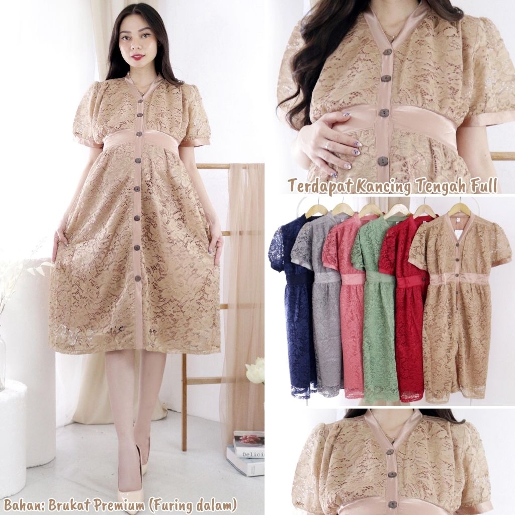 Dress Hamil Brukat / dress hamil renda / dress hamil pesta / dress hamil kondangan / dress hamil sat