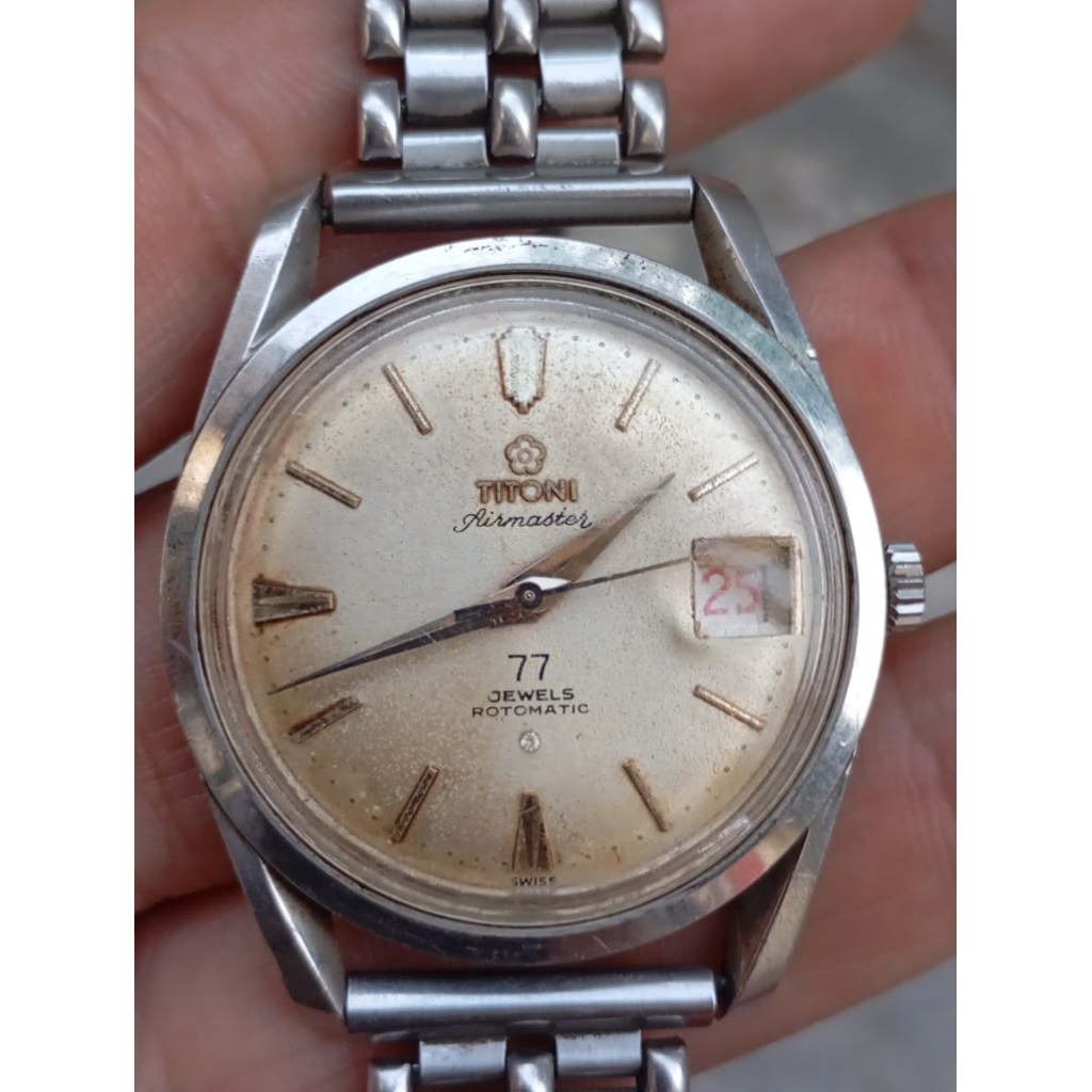 jam tangan titoni 77 jewels rotomatic second preloved original