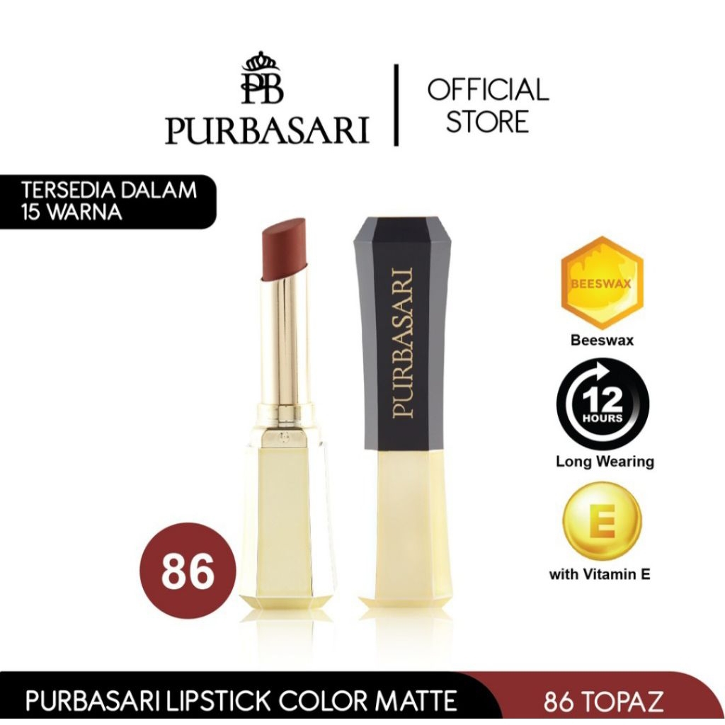 Lipstik Purbasari Colour Matte No86 Topaz/ No90 Crystal/ No81 Diamond