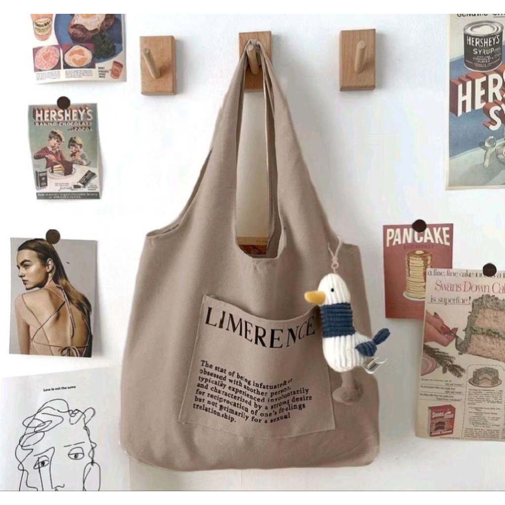 KHALE-Tas totebag wanita tas kuliah aesthetic bisa COD totebag kain kanvas Canvas Sekolah tote bags