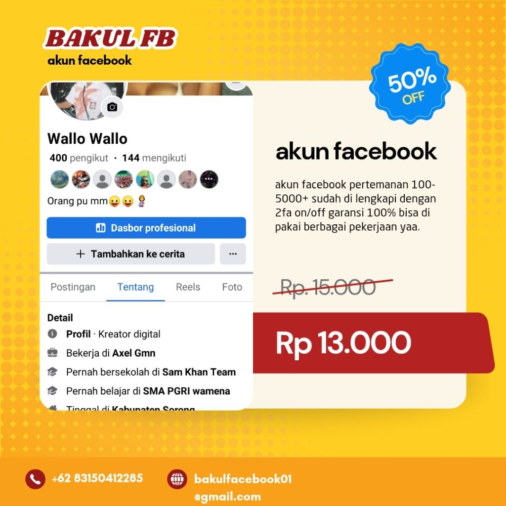 akun Facebook+pertemanan 100-1000+
