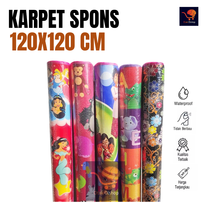 EVA - KARPET SPONS MOTIF KARAKTER 120X120CM - TIKAR MOTIF TAHAN AIR TIKER BESAR WATERPROOF