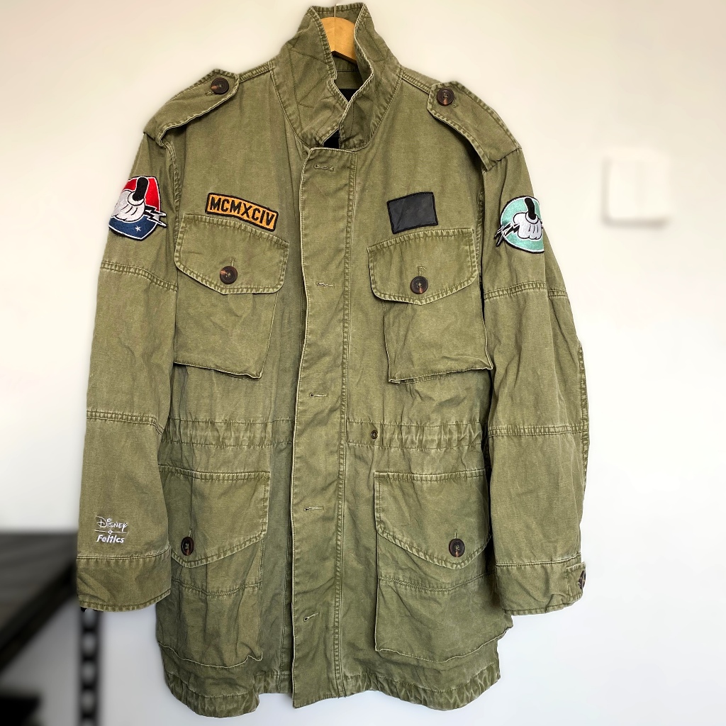 Jaket Vintage M-65 Parka Army Disney x Feltics Mickey Mouse