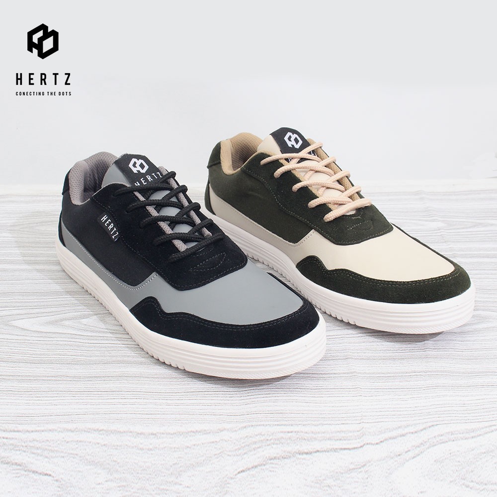 Hertz - Sepatu Sneakers Pria H 4921 Brand Hertz Sepatu Casual Hangout Kuliah Kerja Acara Warna Hijau