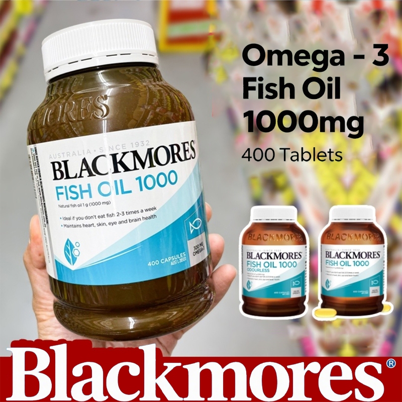 Blackmores Odourless Fish Oil 1000mg 400 capsules Omega 3 [EXP:May 2028] Minyak Ikan Suplemen 100% A
