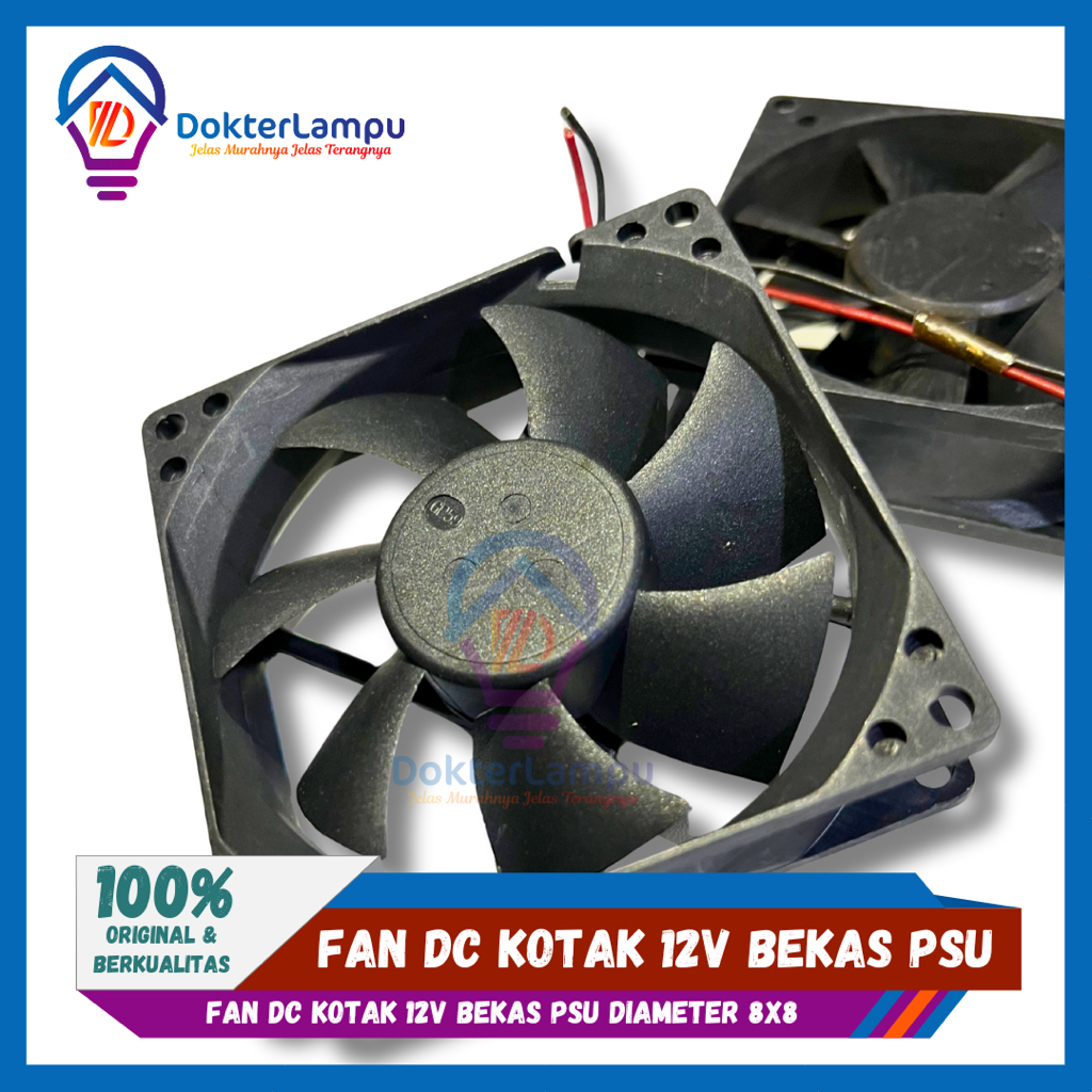 Fan Dc Kotak 12V bekas PSU Diameter 8x8