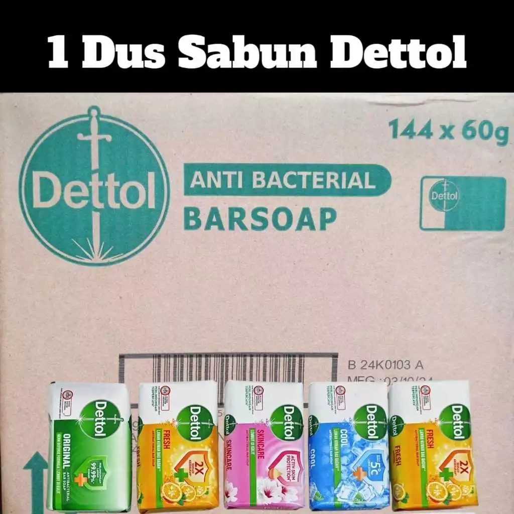 Dettol Sabun Batang Anti Bacterial 60GR 1 Dus Isi 144 PCS - vg.mart