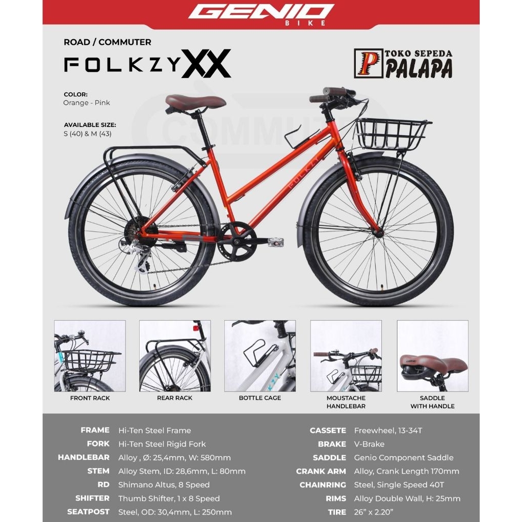 MTB 26 GENIO FOLKZY XX New 2025 Sepeda Gunung Touring Hybrid Gravel