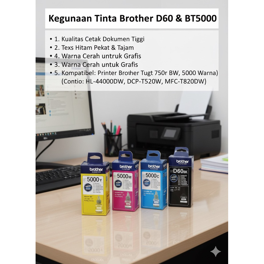 TINTA PRINTER BROTHER BTD60BK BLACK/Brother DCP-T310 Brother DCP-T510W Brother DCP-T710W Brother MFC