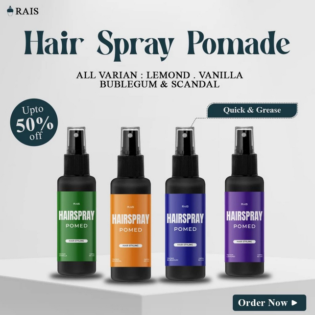 Rais Hairspray Pomade | Pomade Hairspray Ganteng Maksimal Dengan Hairspray Pomade