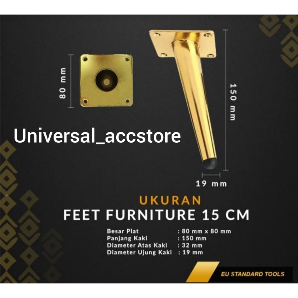 KAKI SOFA GOLD 15CM/KAKI SCANIA 15CM/SOFA LEG GOLD/KAKI RETRO 15CM/KAKI SOFA MIRING 15CM