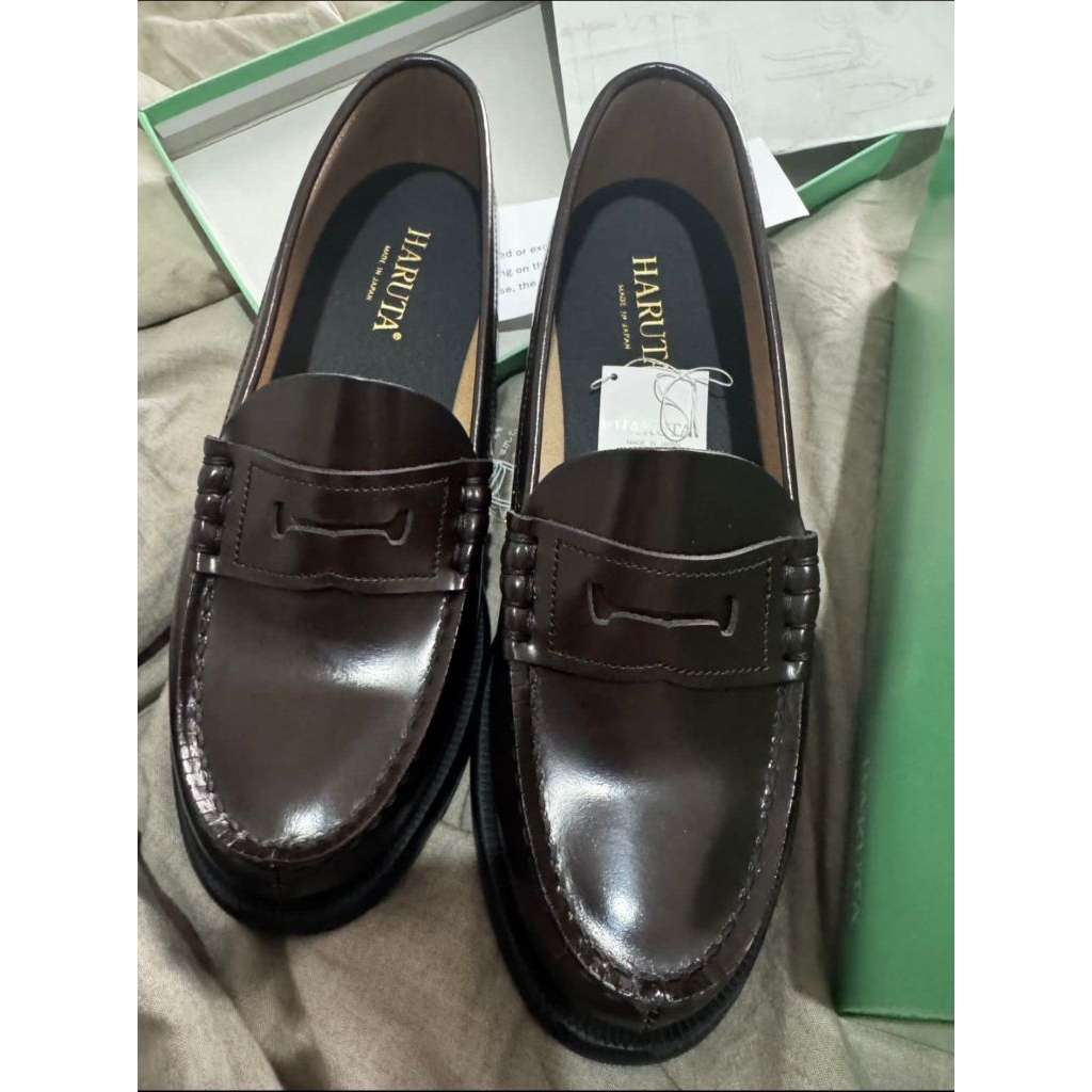 Sepatu Haruta Coin Loafer Jepang Brown EEE 3E Extra Wide 25 , 5 cm - NEW ASLI BARU