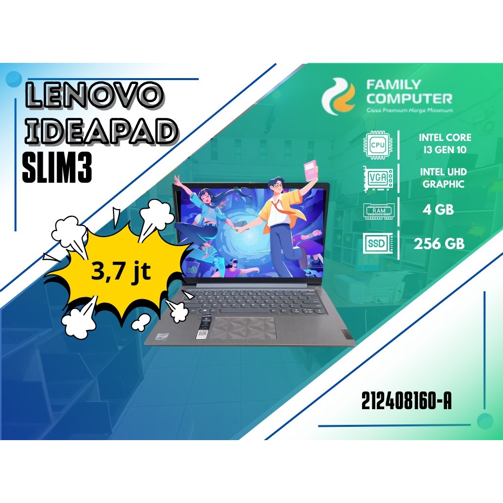 LENOVO IDEAPAD SLIM3 | INTEL CORE I3 GEN 10 | INTEL UHD GRAPHIC