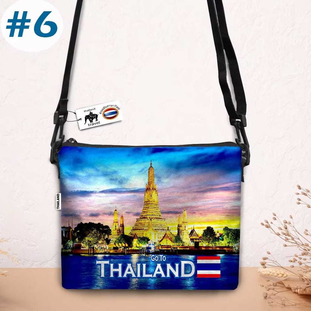Tas selempang souvenir kanvas motif thailand