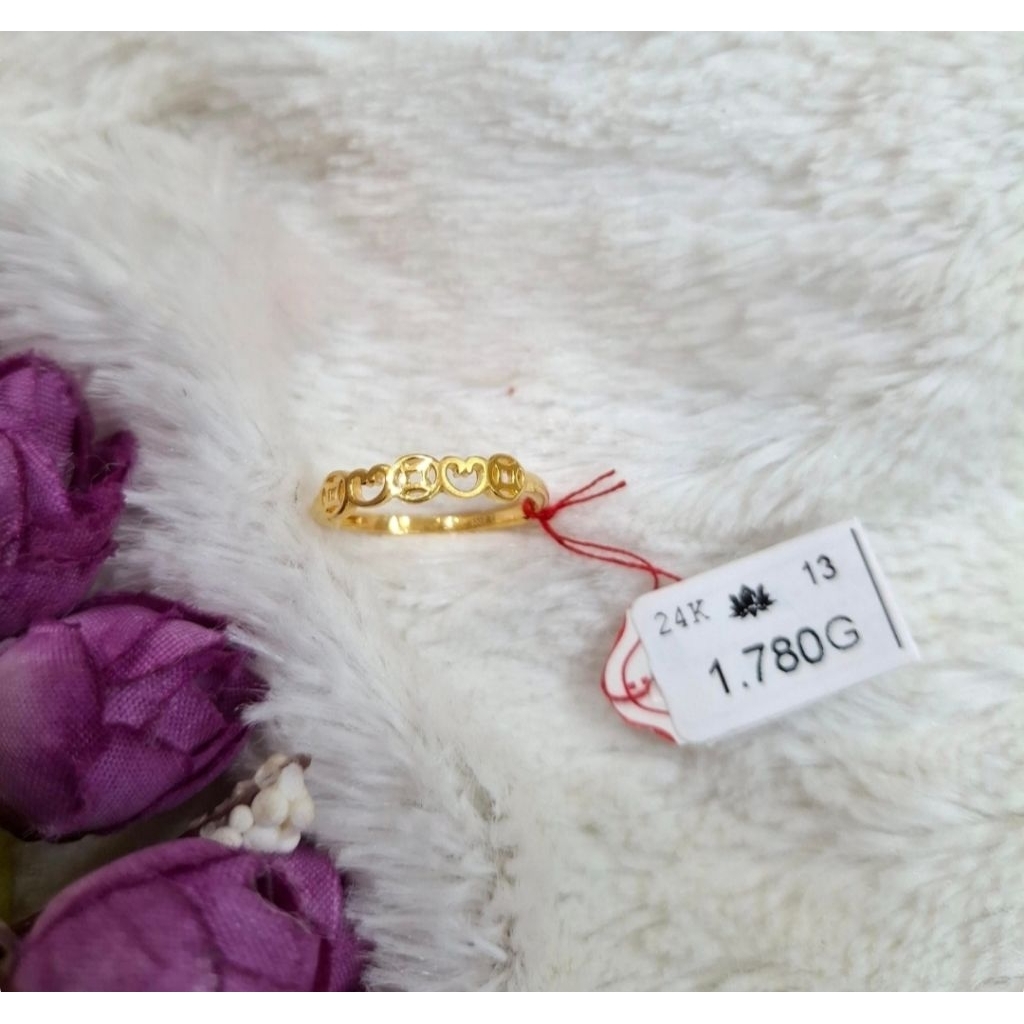 Cincin emas 24k hati koin