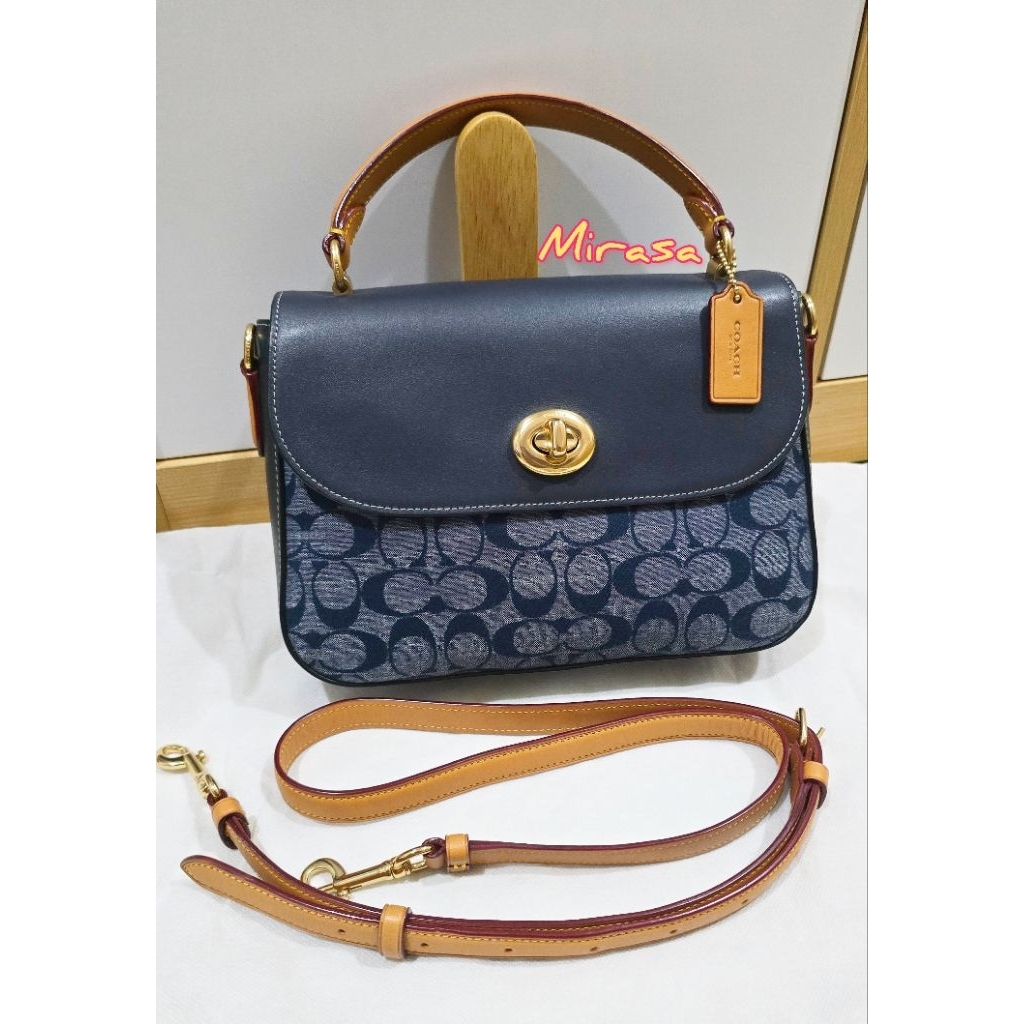 Ready PRELOVED VGC Tas Coach Denim Signature Marlie Top Handle