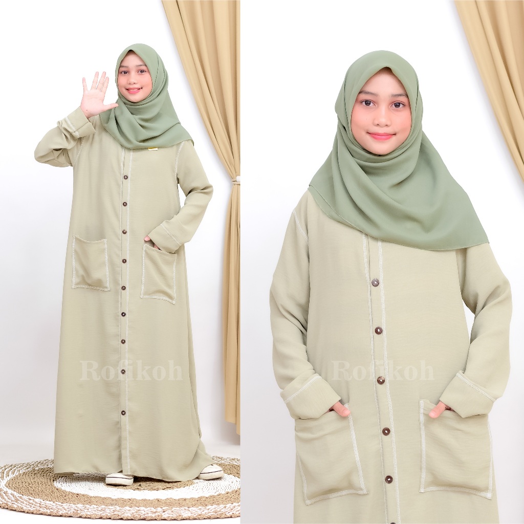 Busana Muslim Gamis Anak Perempuan Remaja Kekinian Murah Syari Kids 11 12 13 14 15 16 17 tahun umur 
