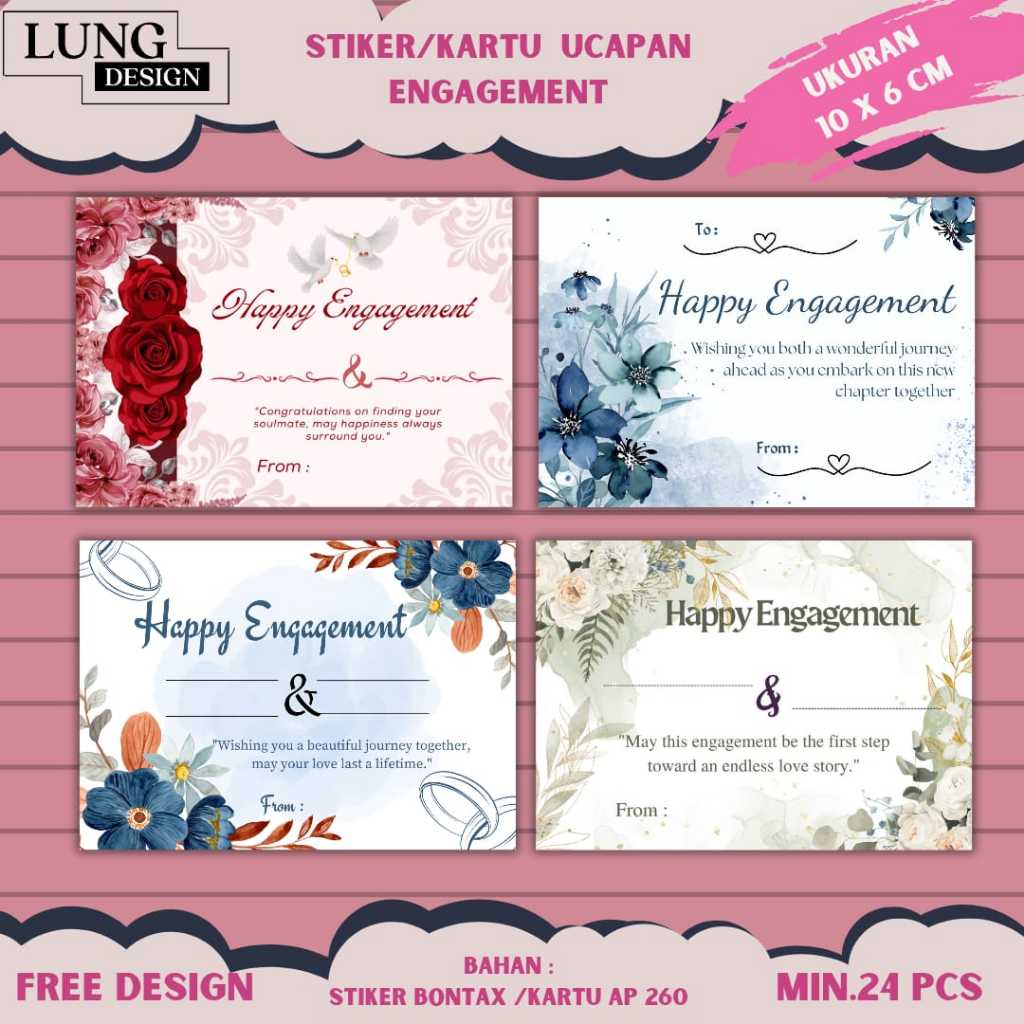 Stiker Ucapan Engagement / Kartu Ucapan Tunangan / Greeting Card  Engagement / Gift Card / Engagemen