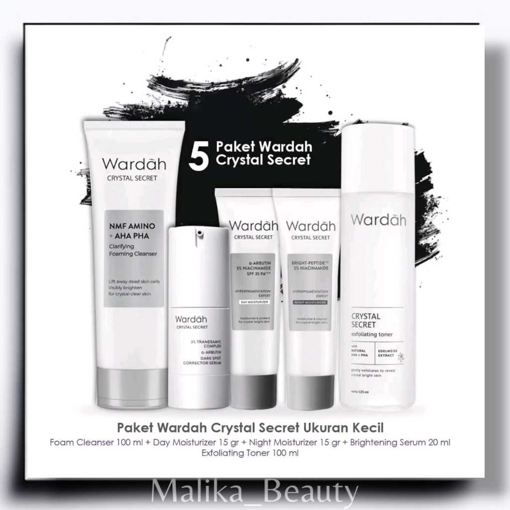 Paket Wardah Crystal Secret Kemasan Kecil 5 pcs (3 basic + Serum + Exfoliating)