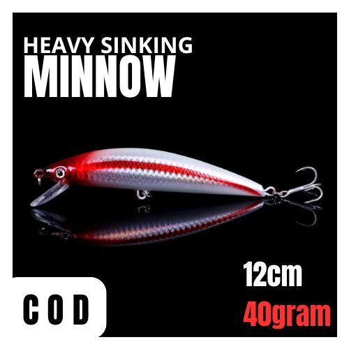 1Pcs Minnow 12cm/40gr Umpan Pancing Casting / Lure Minnow Sinking