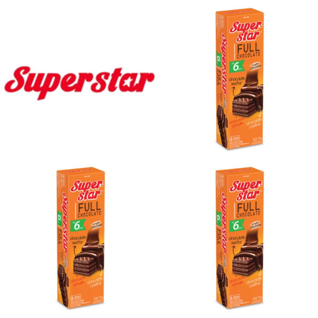 Superstar Wafer Full Coklat Isi 6 Pcs 75 Gr