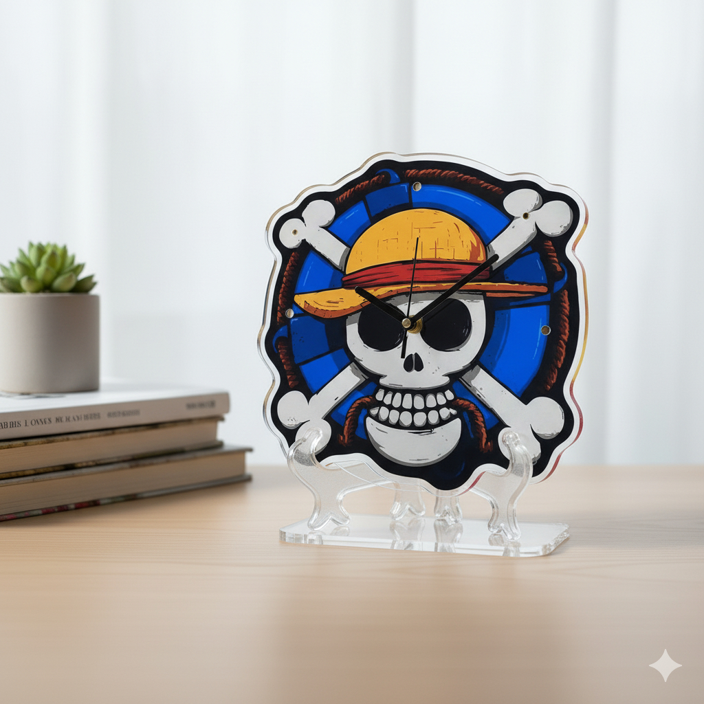 Jam Dinding Akrilik Bulat Anime Onepiece/Jam Dinding Anime Hiasan Kamar