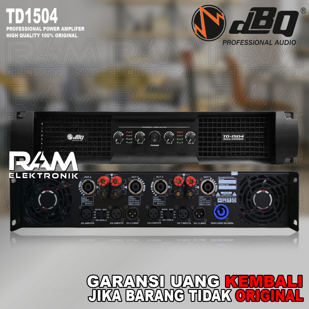 Power Amplifier 4 Channel DBQ TD1504 | TD 1504 Original 4 x 2250 Watt
