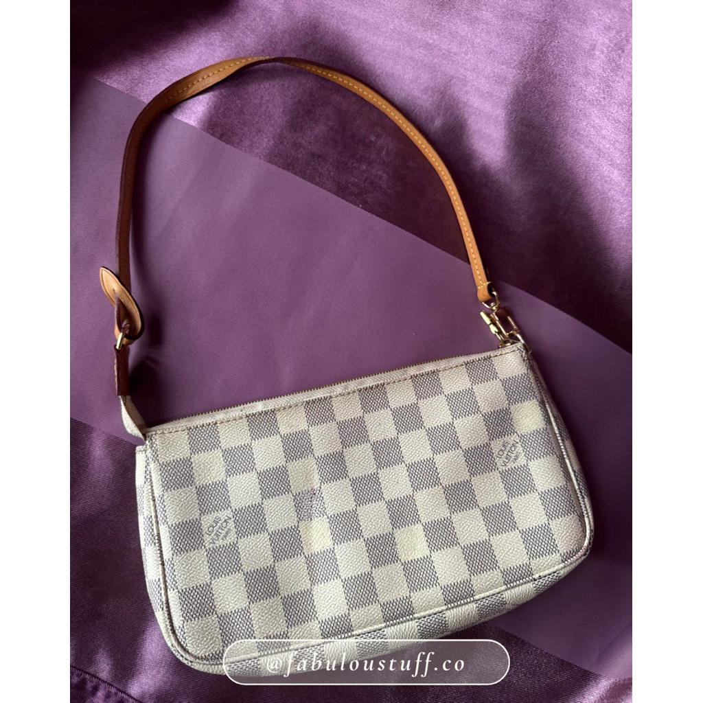 [SALE READY SIAP KIRIM | REAL PICT] LV Louis Vuitton Pochette Damier Azur Leather Kulit Asli Bag Tas