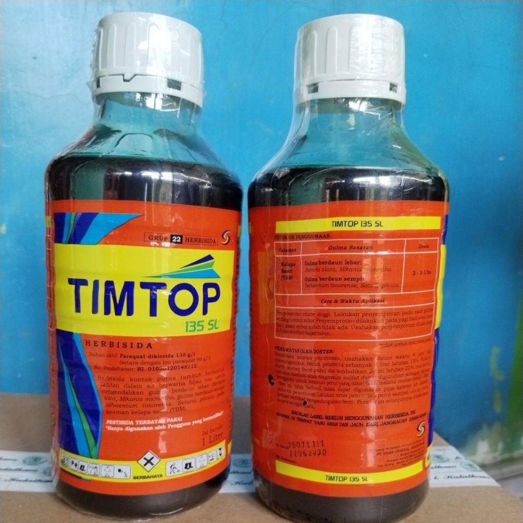 Timtop 135 SL 1 Liter, Obat rumput liar, Basmi Gulma daun lebar dan daun sempit yang mengganggu tana