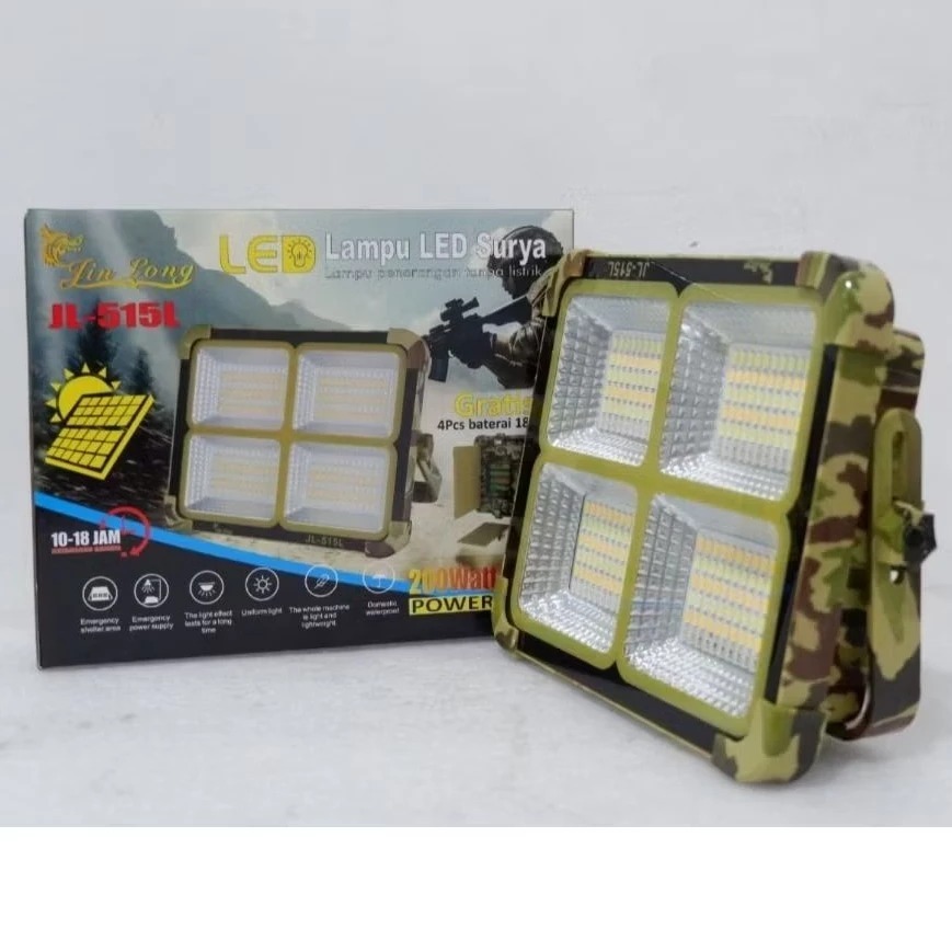Lampu Emergency Tenaga Surya 200 Watt JL 515 Jin Long/RL 521 Rolinson/Emergensi LED Super Terang