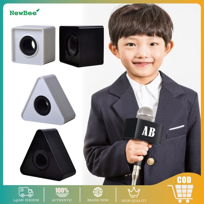 Mic Holder/Abs Plastik Microphone Holder With Logo / Cocok Untuk Wawancara Wartawan Mic Flag Reporte