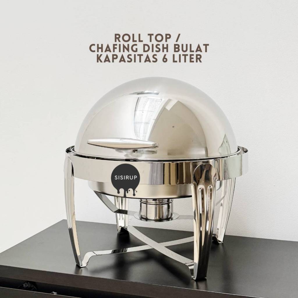 Rolltop Tutup Stainless Bulat Chafing Dish Prasmanan Stainless Roll Top