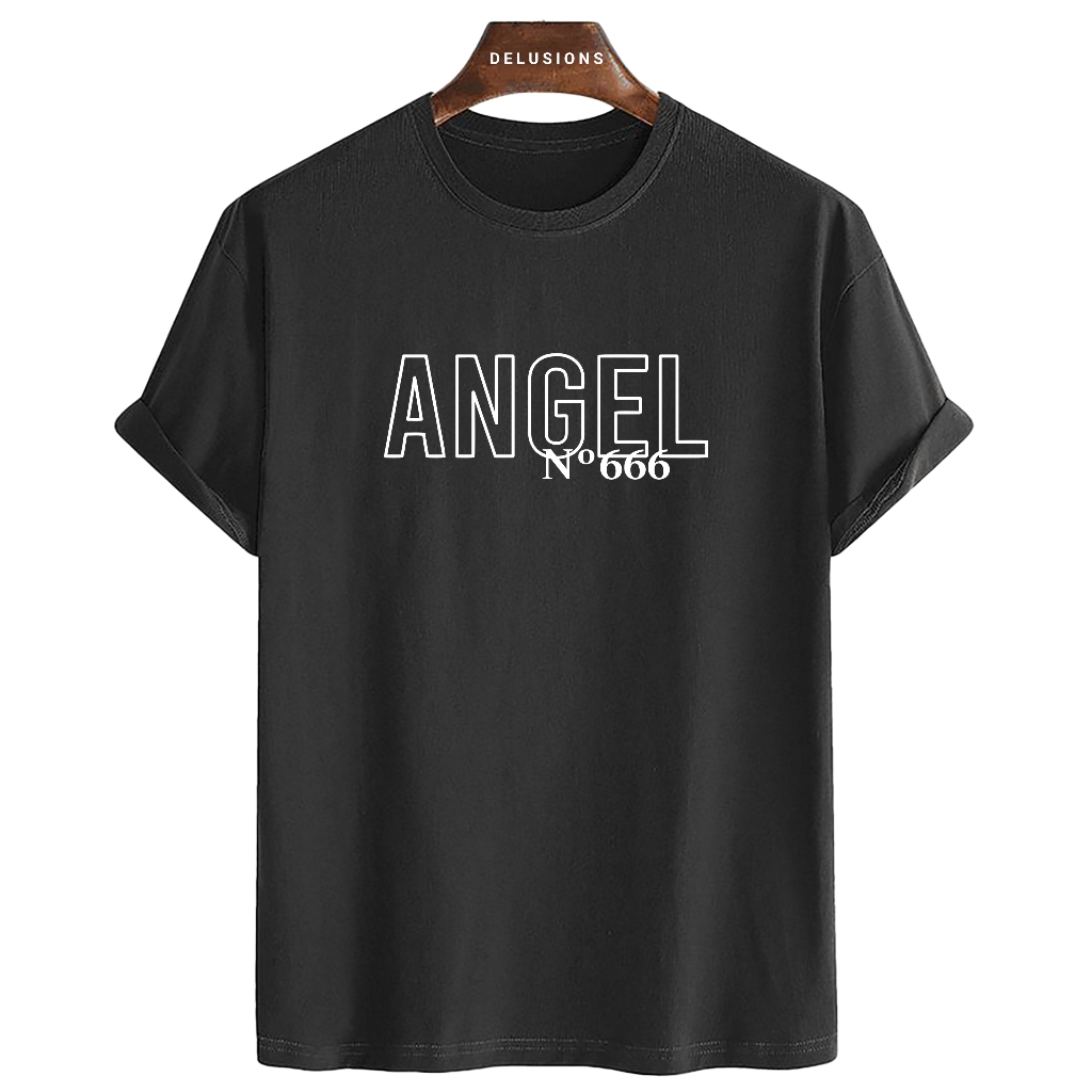 Kaos T-Shirt Angel No666 Unisex Pria Wanita Distro Lengan Pendek Polos Basic Oversize Baju Oblong