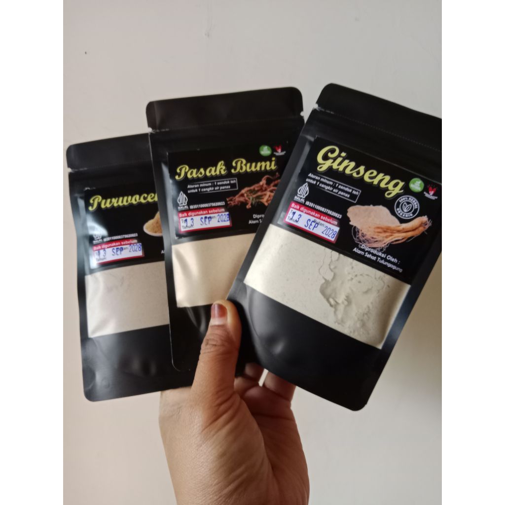 ginseng bubuk murni tanpa campuran 50gr/pasak bumi bubuk 50gr/paket herbal untuk pria dewasa ginseng